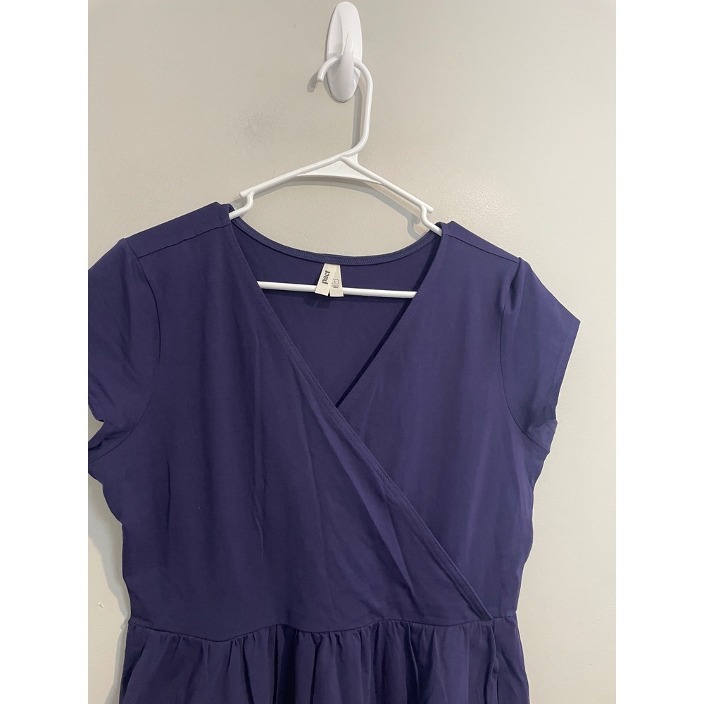 Pact Cotton Fit & Flare Crossover Dress In Eclipse Size Large Granola Girl - Picture 3 of 10
